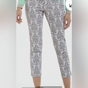 Anthro Silver/ Gray  Cartonnier Charlie  French Brocade Ankle Pant .